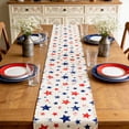 thumbnail image 6 of hulanddfd 4th of July Table Runner Decorations 14x71 Inches Patriotic America Memorial Day Runners Cotton Linen Table Runner Burlap Style for Dinner Table Party Decor Tabletop Decorations, 6 of 6