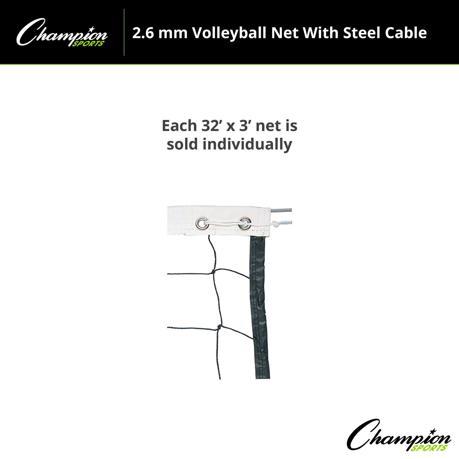 Champion Sports Braided Volleyball Nets, White, 32 x 3-Feet