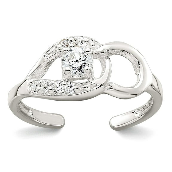 15.7mm 925 Sterling Silver Polished Cubic Zirconia Fancy toe ring toe ring for Women - 1.2 Grams