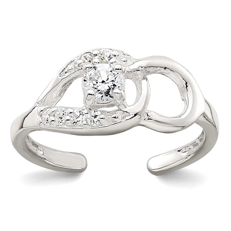 15.7mm 925 Sterling Silver Polished Cubic Zirconia Fancy toe ring toe ring for Women - 1.2 Grams
