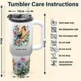 thumbnail image 6 of Personalized 40oz American Goldfinch Tumbler - Custom Stainless Steel Cup with Straw & Handle - Gift for Bird Lover Girls, Women - Travel Mug for Christmas, Birthdays, 6 of 6
