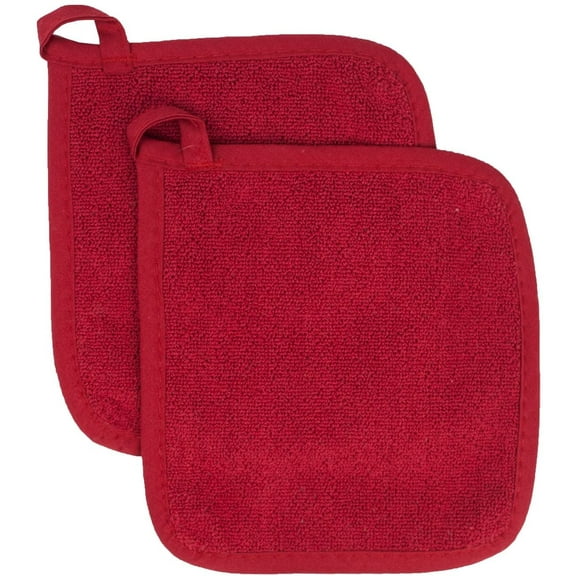 Cotton Terry Cloth Pot Holder Set, Kitchen Hot Pad, 2-Pack