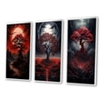 thumbnail image 3 of Designart "Montagne Magique Occulte Arbre Rouge sous la Pleine Lune II" Paysage Arbres Encadrés Wall Art Ensemble de 3 - Arbres Rouges Cadre Galerie Mur pour la Décoration Intérieure, 3 of 6
