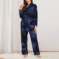 thumbnail image 2 of Salouo Blue-Purple Raspberries Pattern Women's Pajamas Set Long Sleeve Button Down Sleepwear Soft Pj Lounge Sets for women 2 Piece Pjs Set with Long Pants-Medium, 2 of 7