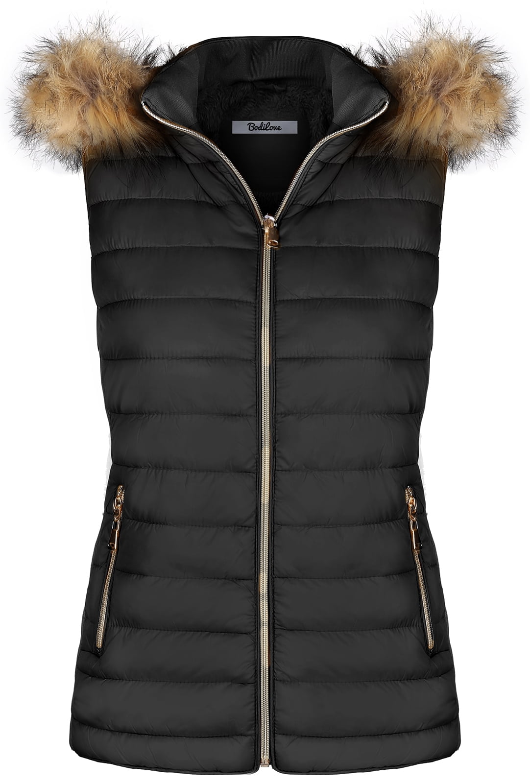 Womens gilet with fur hood hotsell