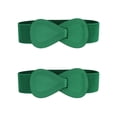 thumbnail image 1 of Cinturón elástico de cuero sintético con hebilla en forma de 8 Inspire Chic de 2 piezas para dama 33.5x2.36" (LxW) Verde, 1 of 7