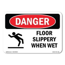 OSHA Danger Sign - Floor Slippery When Wet | Plastic Sign | Protect Your Business, Construction Site, Warehouse & Shop Area |  Made in The USA