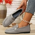 thumbnail image 4 of Women's Fashion Pearl Slip On Suede Flat Shoes Classic Square Toe Comfortable Low Heel Dress Loafers Walking Shoes Gray Size 7.5, 4 of 7