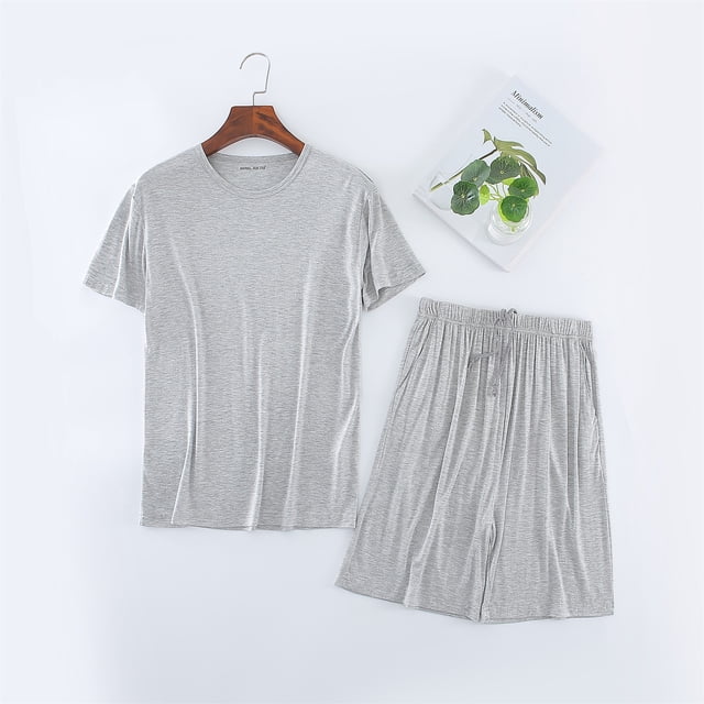 Conjunto de camiseta para hombre, pantalones cortos de manga corta, ropa de casa, ropa deportiva informal, pijamas de talla grande de verano