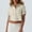 #444-Khaki, variant on TaTaai Women's Short Sleeve Crop Shirt with Button-Down Collar, Patch Pockets, Rolled Tab Sleeves, and Casual Modern Fit Gift