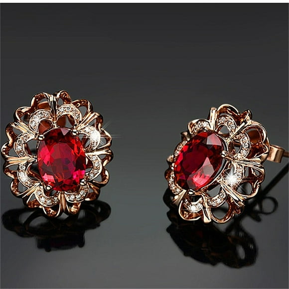 TopLLC Ear Stud Red Earrings Color Gold Colorful Earrings Vintage Women's Earrings Fashion Accessories ear Earrings