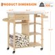 thumbnail image 3 of QinaQin Carrito de cocina exterior de madera con cubierta de acero inoxidable, gabinete, cajón, repisas abiertas y ruedas con seguro para asador o prep, 3 of 9