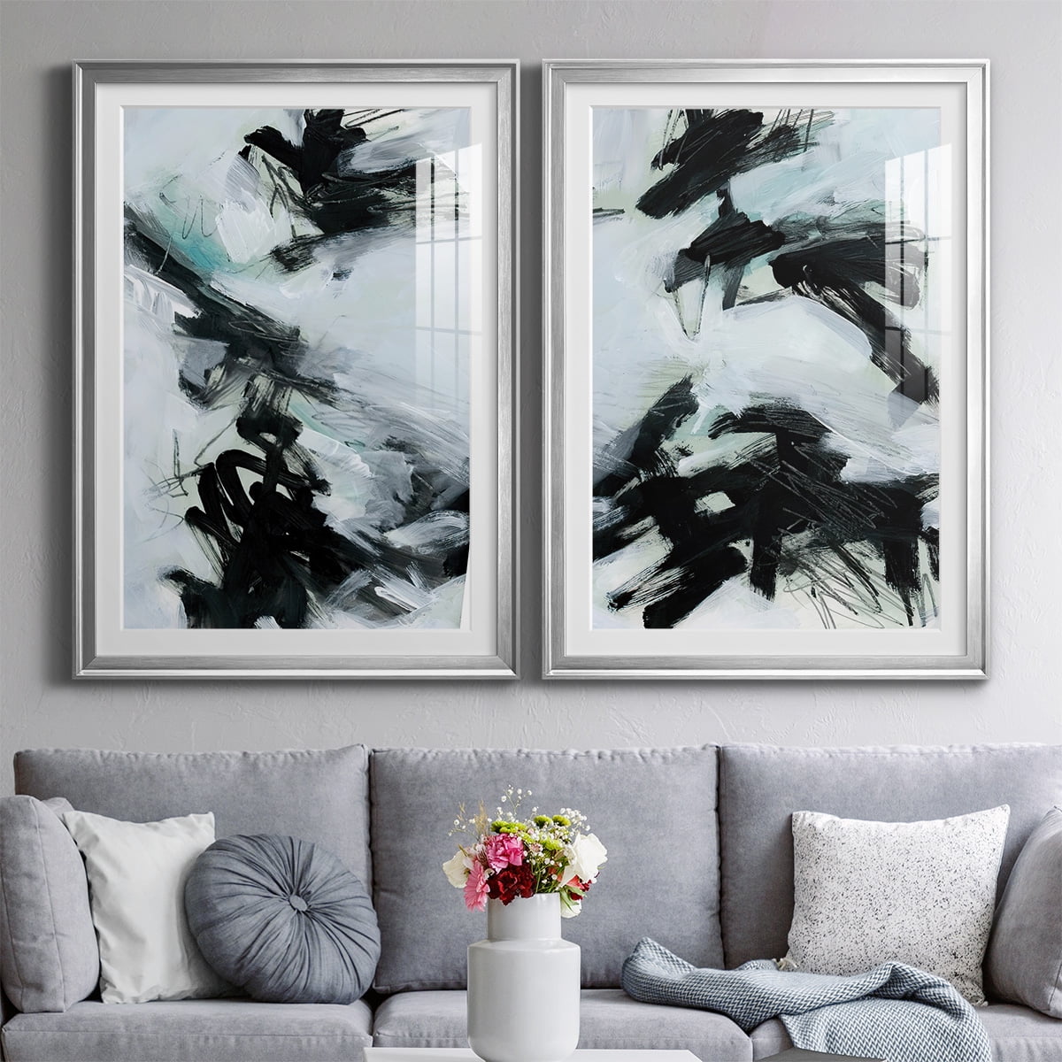 Wexford Home Ocean Current I Premium Framed Print, 30.5" x 42.5" - Ready to Hang, Silver (Set of 2)