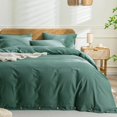 thumbnail image 1 of Cotton Duvet Cover Queen Size Pinstriped Comforter Cover with Button Washed Cotton Breathable Soft Solid Bedding Set Duvet Cover ×in & Pillowcases (NO Comforter), 1 of 9