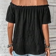thumbnail image 7 of lmcalzta Womens Sexy off Shoulder Tops Business Causal Short Sleeve Spring Summer Blouses Going out Nightout Shirts, 7 of 7