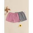 thumbnail image 5 of BemeyourBBs 2 Pack Toddler Baby Girl Boy Plaid Gingham Shorts Set Infant Girls Boys Summer Elastic Waist Checkered Loose Fit Shorts Bottoms, 5 of 9