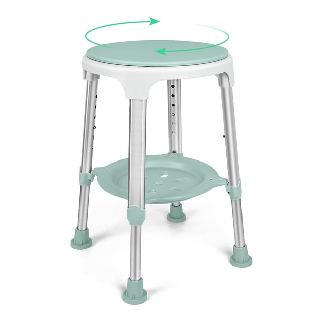 Silla de ducha LEACHOI, giratoria, 350 libras, ajustable con bandeja de almacenamiento