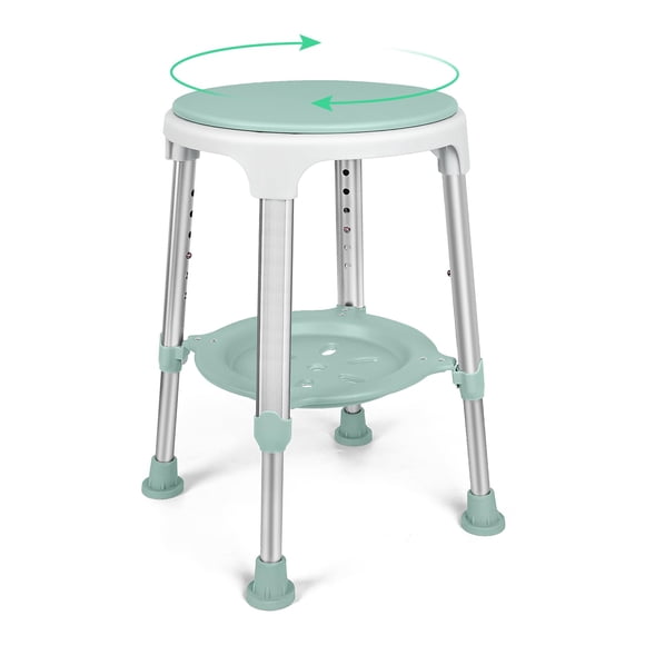 Silla de ducha LEACHOI, giratoria, 350 libras, ajustable con bandeja de almacenamiento