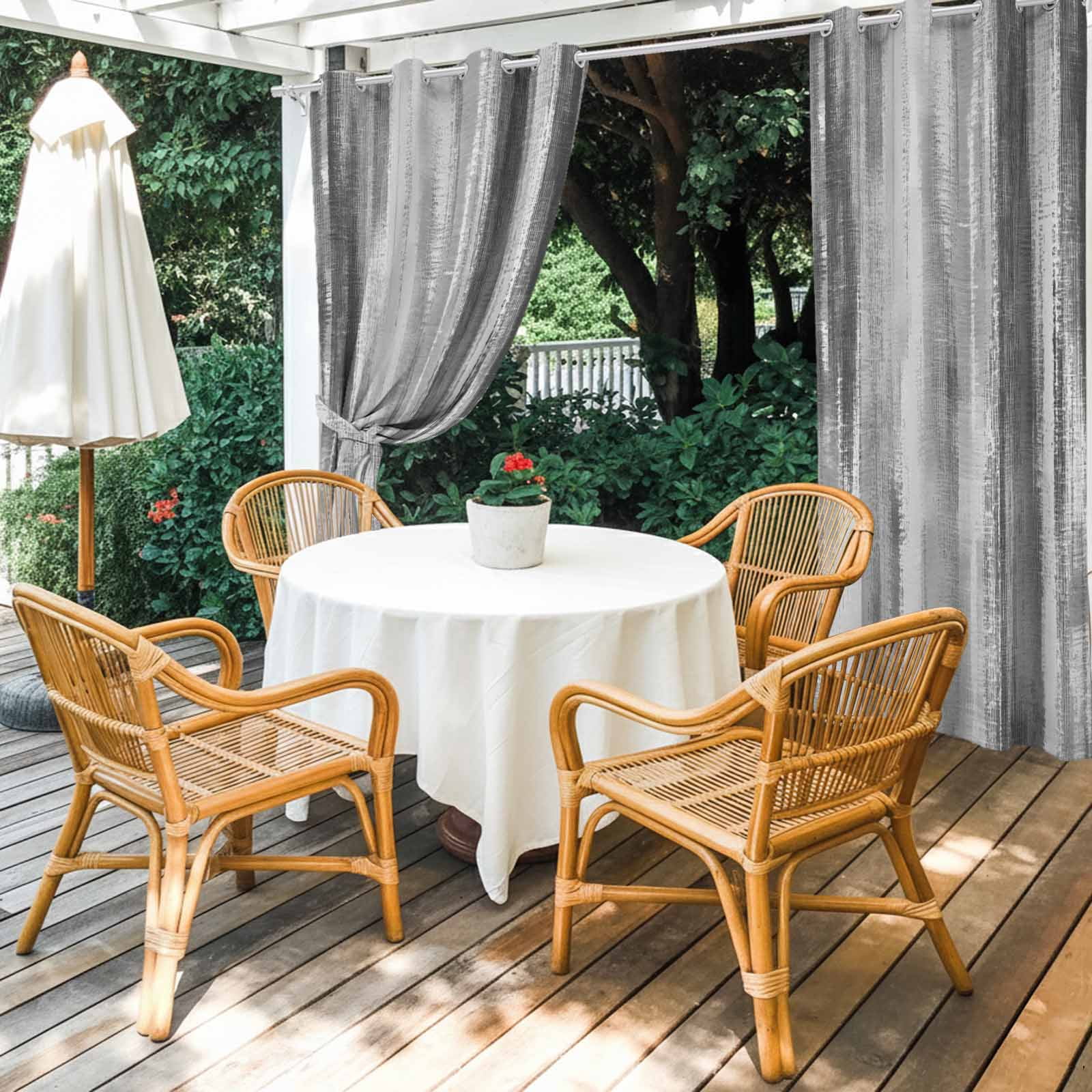 Grey Paint Outdoor Curtains for Patio, Modern Abstract Dark Grey Stripes Sunshade Privacy Drapes Grommet Waterproof Outside Curtains for Porch/Cabana/Balcony 54"x 95", 2 Panel