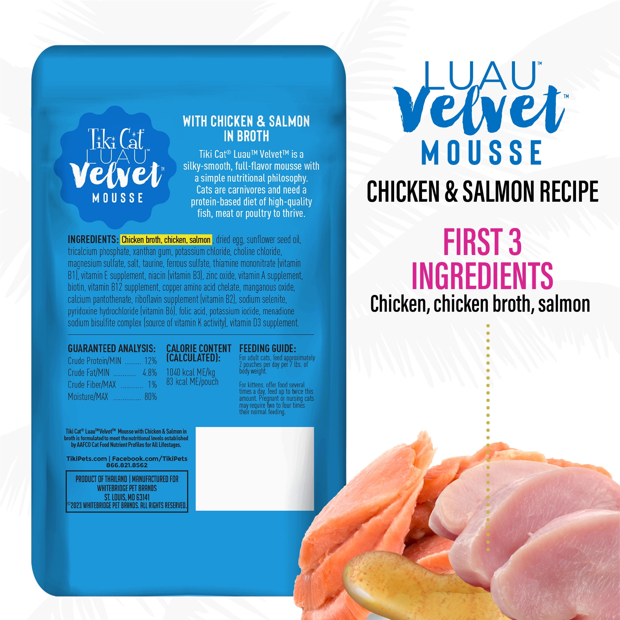 Tiki Cat Luau Velvet Mousse Wet Cat Food, Chicken & Salmon, 2.8 oz. Pouch