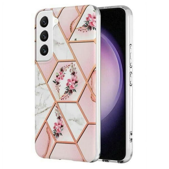 Supershield Samsung Galaxy S23 Plus Case Marble Floral Design Protective Soft Flowers Phone Case - Pink