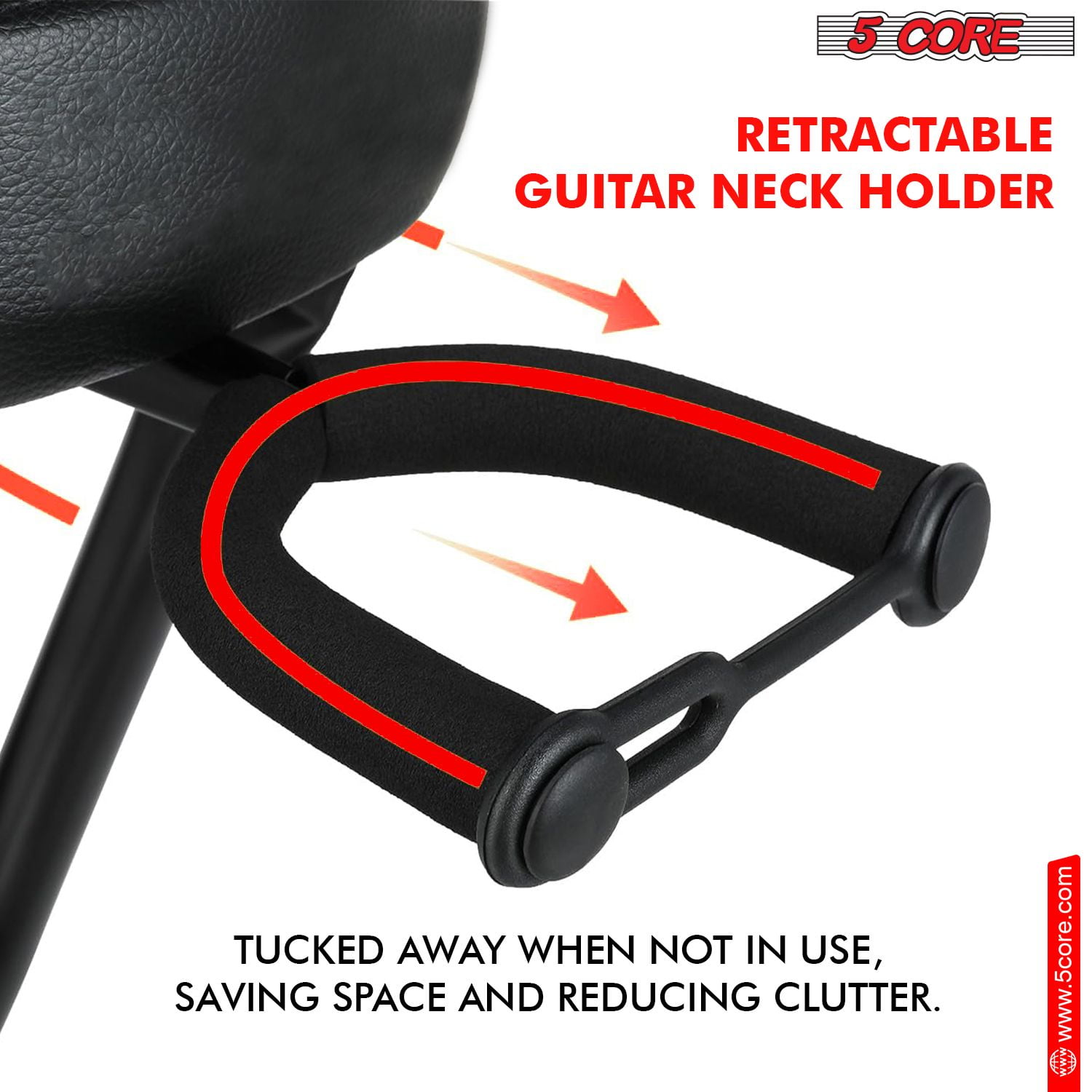 Guitar Stool Seat With Backrest Thick Cushioned Portable Durable Guitars Chair with Padded Holder Stand for Musicians,Black