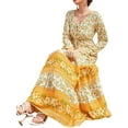 thumbnail image 2 of Pudcoco Robe Longue pour Femme, une-Pièce à Imprimé Floral à Col en V, Manches Longues, Ligne A à Nouer pour le Printemps et l'Automne, 2 of 4
