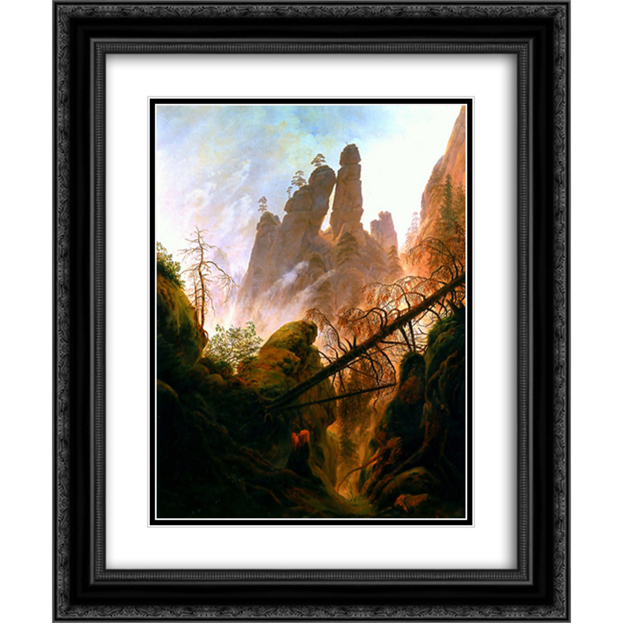Caspar David Friedrich 2x Matted 20x24 Black Ornate Framed Art Print 'Rocky Ravine'