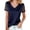 Navy, variant on Women's Satin Sequin Tops Elegant Cowl Neck Short Sleeve Sparkly Evening Blouse Party Ready Tee