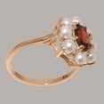 thumbnail image 3 of LBG British Made 18k Rose Gold Natural Garnet & Cultured Pearl Womens Cluster Ring - 33 size options - Size 5.25, 3 of 5