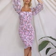 thumbnail image 4 of QIPOPIQ Robes de Cocktail pour Femmes, Manches Courtes, Robes Décontractées Tendance, Robe de Printemps Été pour Club et Sortie Nocturne, Imprimé Floral, Épaules Dénudées, Hauteur Genou, Offres 2023, 4 of 8