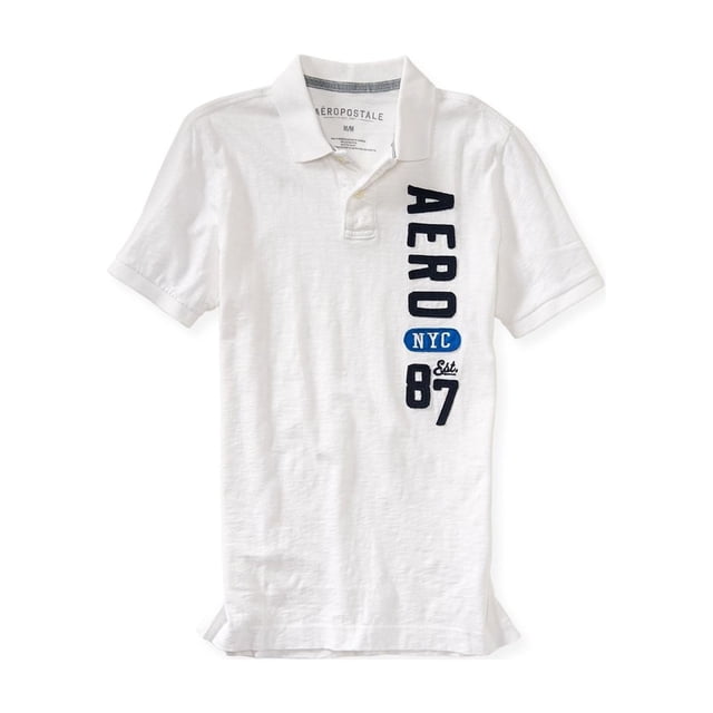 Polo de Rugby Aeropostale para hombre NYC 87 color blanco grande