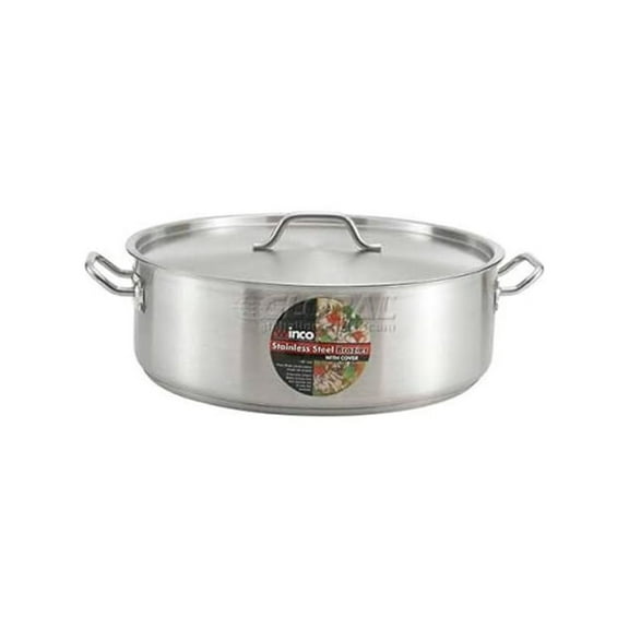 Stainless Steel Brazier Pan 15-Quart with Cover - NSF Certified Induction Brazier for Restaurant & Home Kitchen - Heavy Duty 18-8 Stainless Steel Cookware