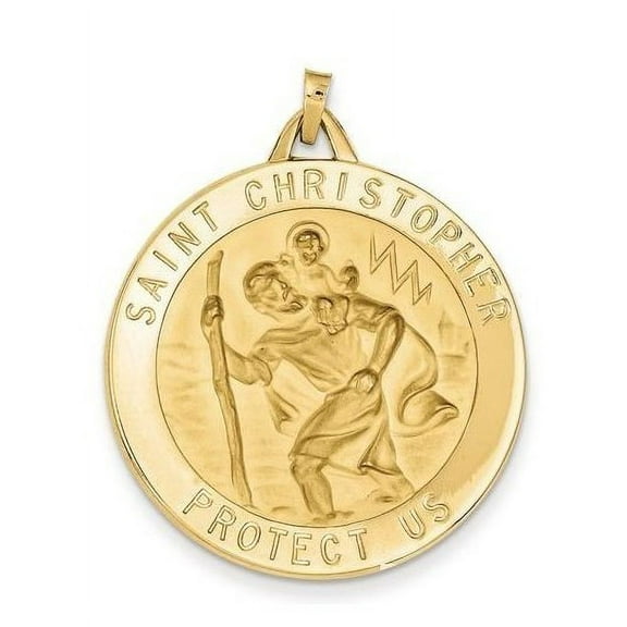Saint Christopher Religious Medal - 15.0 Mm (1/2 Inch) 14K Yellow Gold