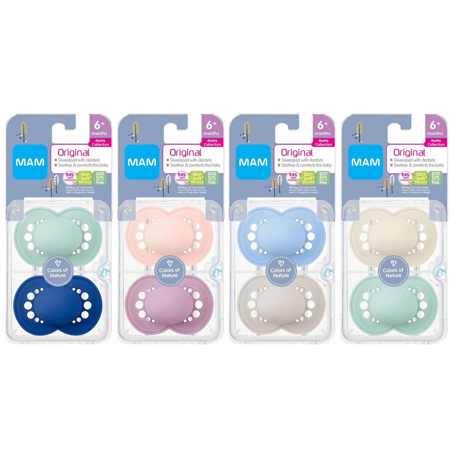 MAM Original Matte Pacifier 6 Plus Months, Assorted