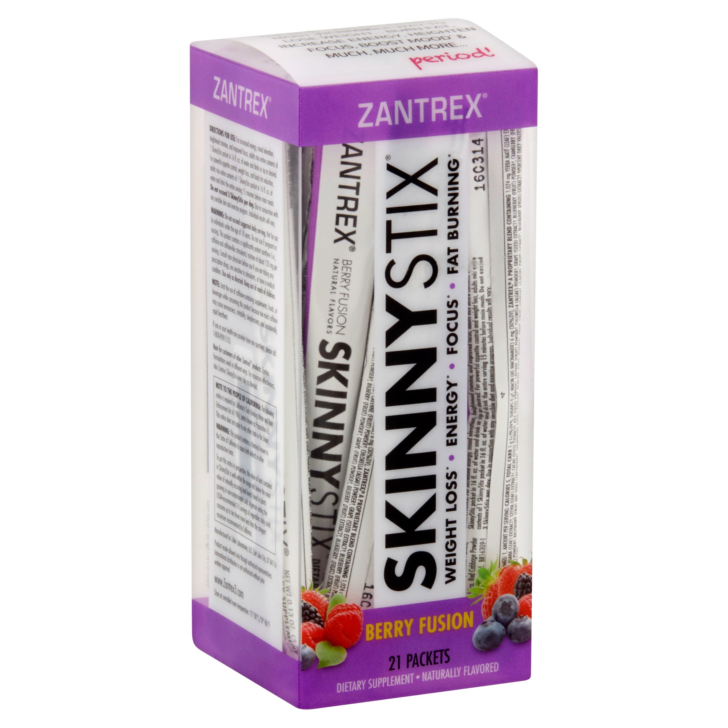 Zantrex SkinnyStix Weight Loss Supplement, Berry Fusion, 21