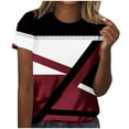 thumbnail image 1 of Tops Cortos para las Mujeres, Estampado Cuello Redondo Camiseta de Manga Corta, Moda Casual Blusa de Poliéster Ligero, 1 of 8