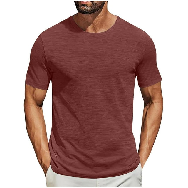 Besolor Men's Summer T-Shirt Short Sleeve Classic Crew Neck Tee Shirts Casual Solid Color Basic Tops