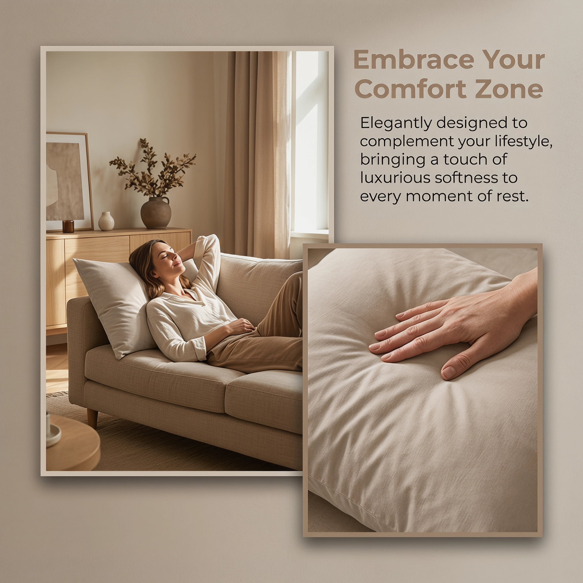 Unique Bargains Standard-size Zippered Pillow Protector Waterproof Polyester Beige