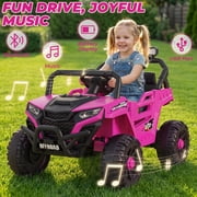 Ktaxon 12V Kids Electric Ride On Car w/ Parent Remote Control, Bluetooth, Lights, 3 Speeds, Powered Wheel Ride On Toy for Boys & Girls Ages 2-6, Rose Red