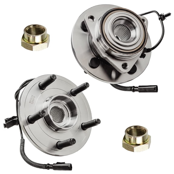 Detroit Axle 513229 - Front Wheel Bearing Hub Assembly with ABS CV Axle Spindle Nuts for 2005 2006 2007 2008 2009 2010 Dodge Dakota/ 2006 2007 2008 Mitsubishi Raider