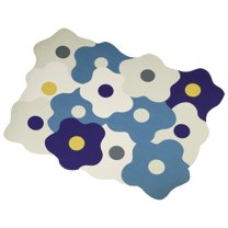 1 Pc Drain Pad Floral Dish Drying Mat for Kitchen Blue White 15.75"x11.81"x0.14"