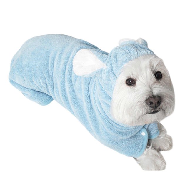 Dog Drying Coat Bathrobe Towel, Super Absorbent Dog Towel After Bath, Bath Robe for Drying Cats, Small and Medium Dogs