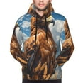 thumbnail image 4 of KLL Blue Sky White Cloud Eagle Print Mens Hoodie Long Sleeve Casual Pullover Hooded Sweatshirt Fashion Drawstring Hoodies with Pocket-4X-Large, 4 of 6
