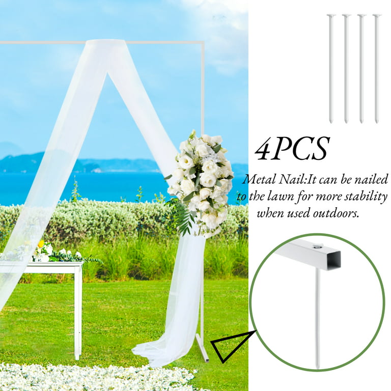 Garfans 6.6FT Wedding Arch For Ceremony Balloon Arch Stand with 4 Pedestal  Nails Metal Arch Backdrop Stand for Parties Birthday Wedding Square  Background Stand Garden Arch White 