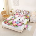 thumbnail image 2 of Erosebridal Watercolor Easter Egg Bed Sheets,Cute Cartoon Animal Rabbit Kawaii Floral King Sheets For Kids Girls 4pcs, 2 of 6
