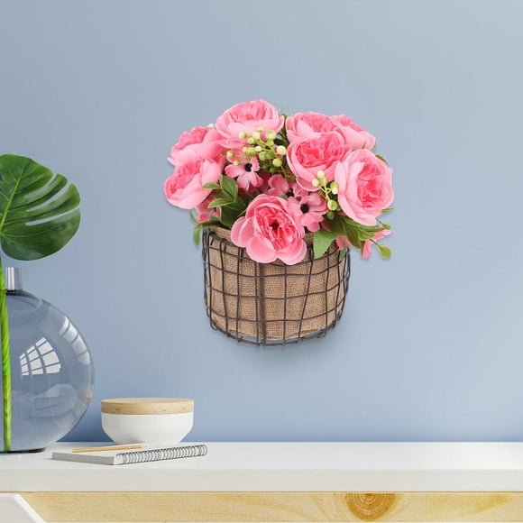 HEANUJJ Hanging Fruit Basket Metal Wall Mounted Rustic Style Breathable Liner For Home Decor 1Set