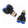 thumbnail image 3 of 3 piezas PX " Ajuste neumático Y en forma de tee 4mm-12mm SOBREDOSIS Tubo de manguera M5 1/8 "1/4" 3/8 "1/2" BSP Conector de acoplador de aire de hilo macho de 3 vías, 3 of 6