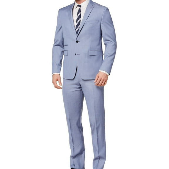 Vince Camuto Mens a Two Button Formal Suit, Blue, 36 Short / 29W x UnfinishedL