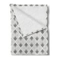 thumbnail image 2 of Edgy Soft Flannel Fleece Throw Blanket, Retro Style Rhombus Lines and Stripe in Various Shade Minimalist Abstract, Cozy Plush for Indoor and Outdoor Use, 50" x 60", Pale Grey White Grey, by Ambesonne, 2 of 5